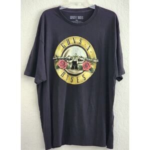 T-SHIRT-GUNS N' ROSES-Rock Band-Black-Gold Logo-Cotton-Unisex-Size XXL